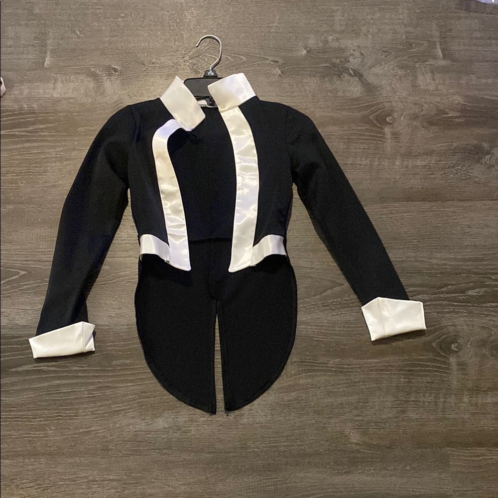 Kids Black and White Dance Costume Tuxedo Jacket